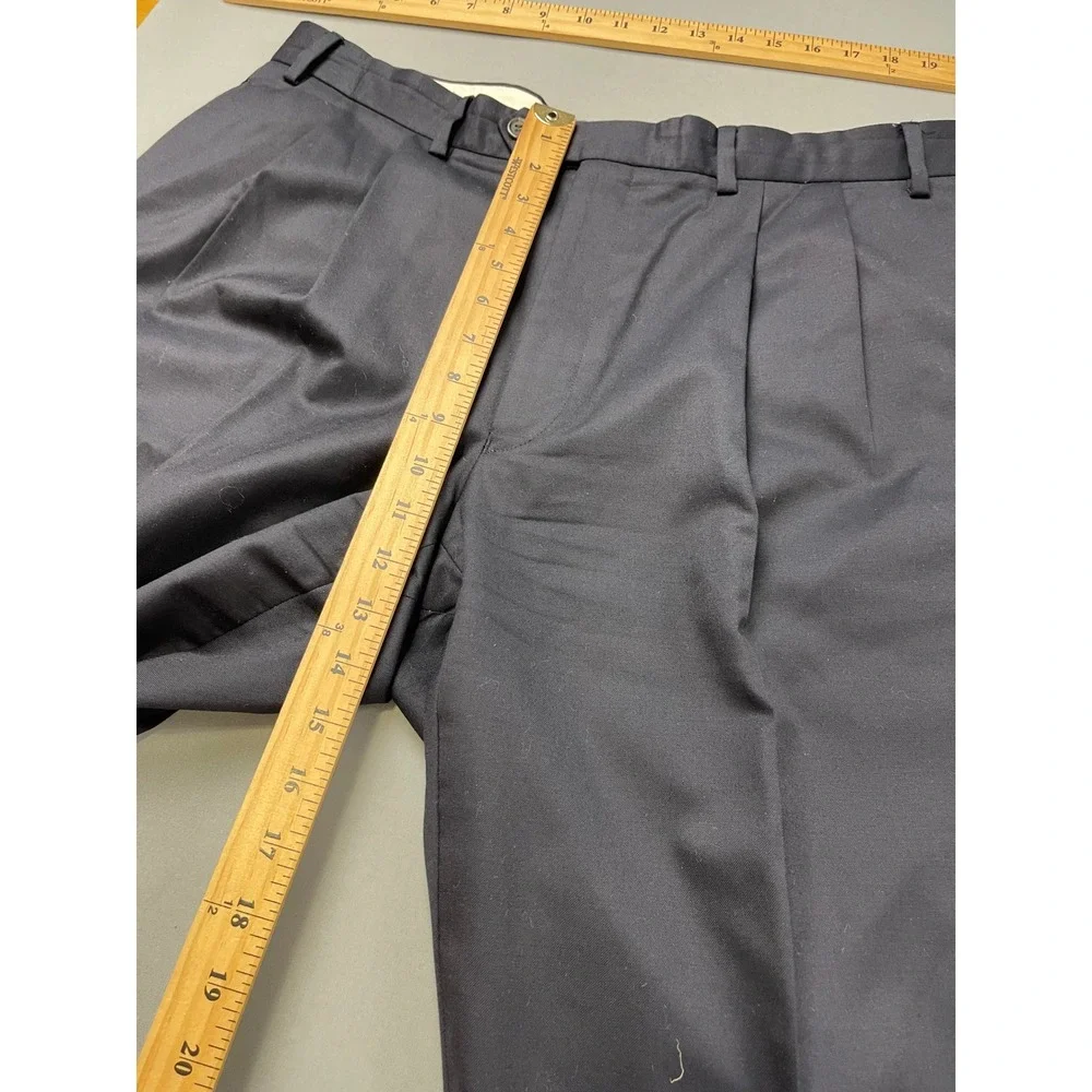 Lauren‎ Ralph Lauren Mens Wool Cashmere Pleated Cuffed Dress Pants Navy 36x30